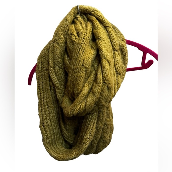 LUXURY WOODEN SHIPS WOOL TUBE SCARF infinity mustard color mohair blend unisex - Picture 6 of 14